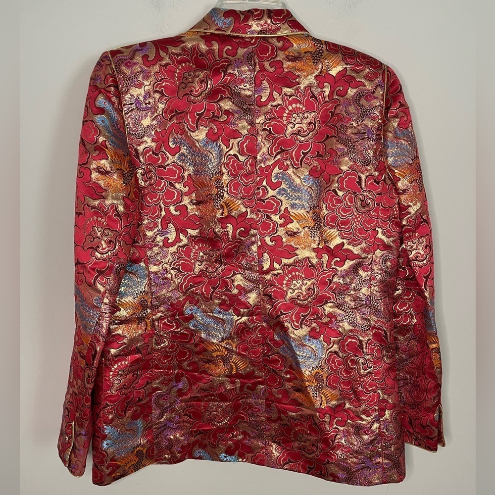 Vintage Charlotte Ford II Metallic Embroidered Silk Blend Blazer Size 12 - Picture 5 of 13